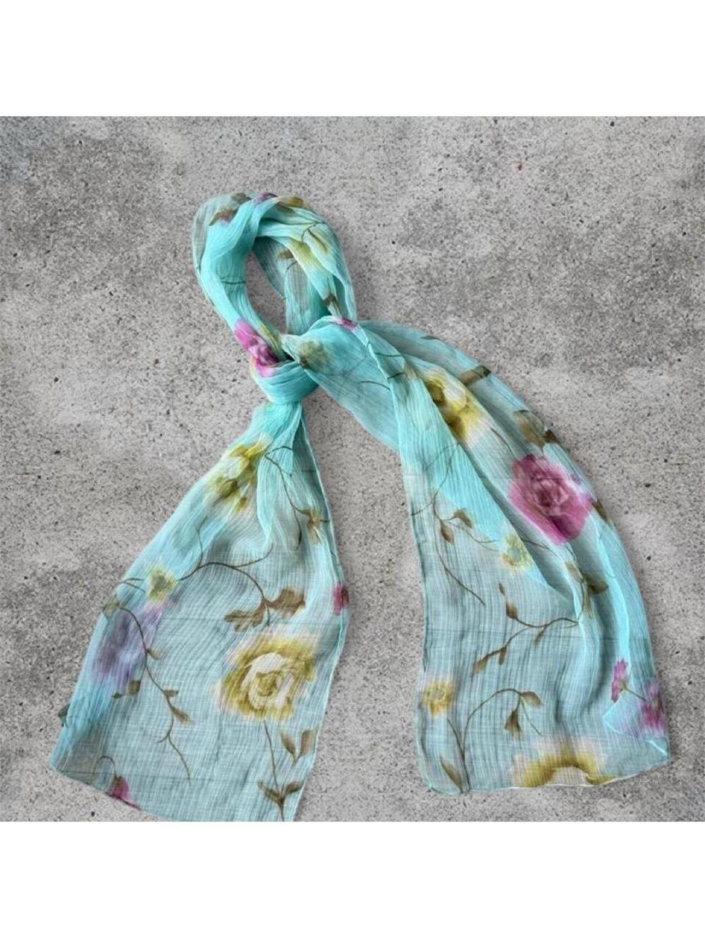 teal floral scarf